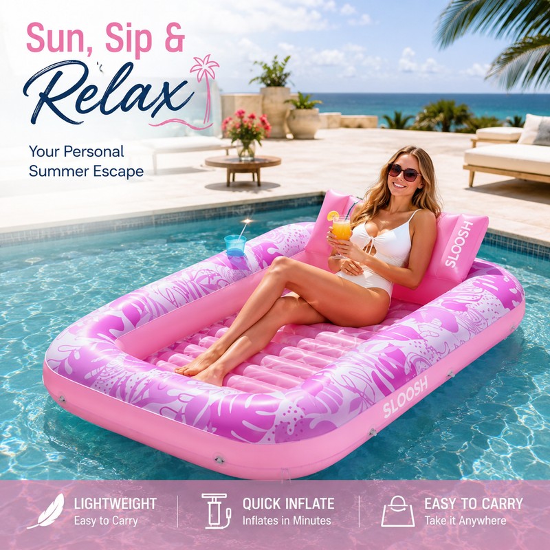 JOYFY Inflatable Tanning Pool Lounger for Adults – 70" x