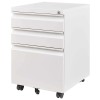 3 Drawer Fully Assembled White Metal Mobile File Cabinet Lock