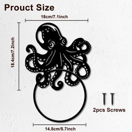 MAYJOYDIY Octopus Towel Rack Metal Towel Ring Holder Wall Mounted Round Octopus Tentacle Wall Decor Round Hand Towel Holder Metal Hand Towel Ring Holder for Bathroom Wall Mounted Hanging