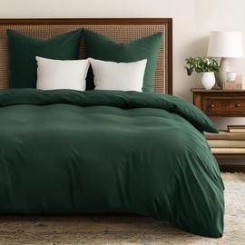 WohlNest Bed Linen 135 x 200 cm Green Summer Bed Linen Single Bed 1 Duvet Cover 135 x 200 cm + 1 Pillowcase 80 x 80 cm Cuddly Bed Linen Plain Microfibre with Zip