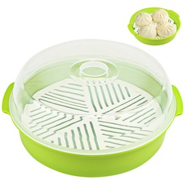 DOERDO Microwave Steamer for Cooking Microwave Vegetable Steamer with Lid, Microwave Cookware Vegetables Seafood Cooking, Green, 10Inch