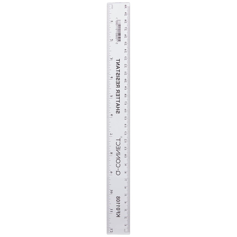 Q-Connect Ruler Shatterproof 300mm Clear (Inches on one side and