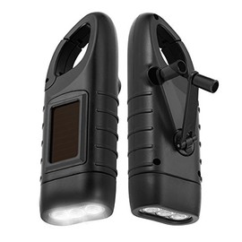 Simpeak 2 Piezas Linterna LED, LED Linterna de Mano Resistente al Agua con Cargador Solar Linterna Dinamo para Ciclismo/Camping/Montañismo - Negro