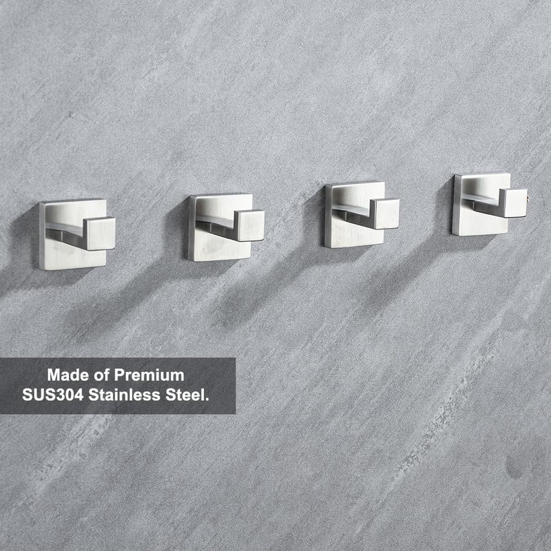 Hiuqixe 4 Pack Bathroom Towel Hook Brushed Nickel, Wall Mount