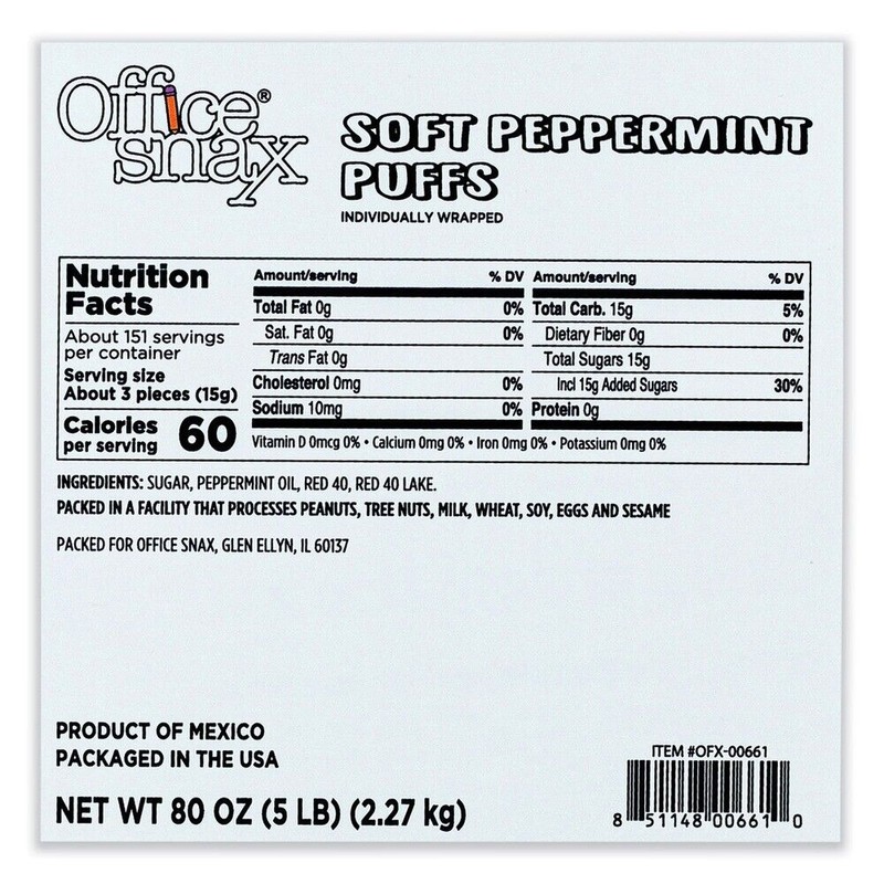 Office Snax 661 5 lbs. Carton Candy Assortments - Peppermint
