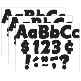 Teacher Created Resources Black Funtastic 4" Letters Combo Pack, 208 Per Pack, 3 Packs
