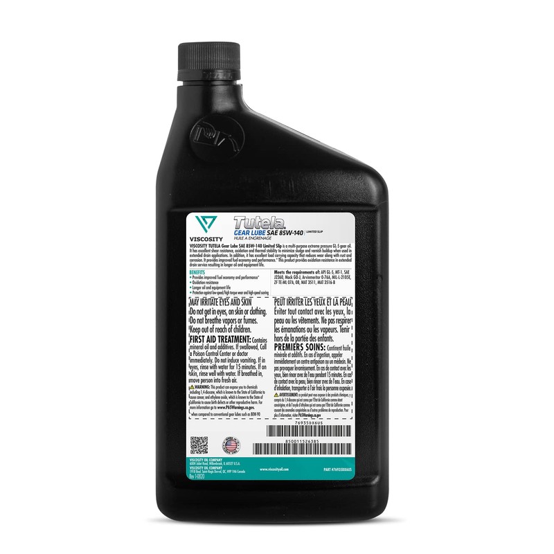 VISCOSITY TUTELA Gear Oil SAE 85W-140 - Compatible with Caterpillar,