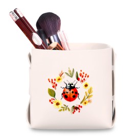 BJDAMAI Ladybugs Makeup Brush Holder, Decorative Desk Organizer for Jewelry Pen Pencil Glasses Storage, Ladybugs Lovers Themed Gifts Stuff For Girls Teens Kids Women!