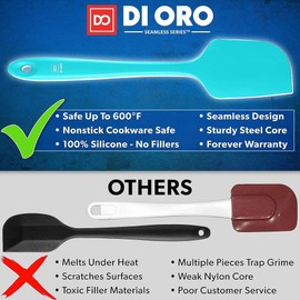 DI ORO Silicone Spatula Set - Rubber Kitchen Spatulas for Baking, Cooking, & Mixing - 600°F Heat-Resistant & BPA Free Silicone Scraper Spatulas for Nonstick Cookware - Dishwasher Safe (4pc, Teal)