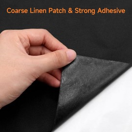 Linen Fabric Patches Self Adhesive, Linen Fabric Repair Tape Soft Breathable, Fabric Patch for Furniture Office Chair Sofa Car Seats (Black, 16"x60")