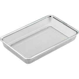 Yoshikawa Colander, Made in Japan, Stainless Steel, Colander, Square Shaped, Vegetables, Length 14.1 x Width 9.3 x Height 2.4 inches (35.6 x 23.7 x 6.2 cm), Large YJ2350