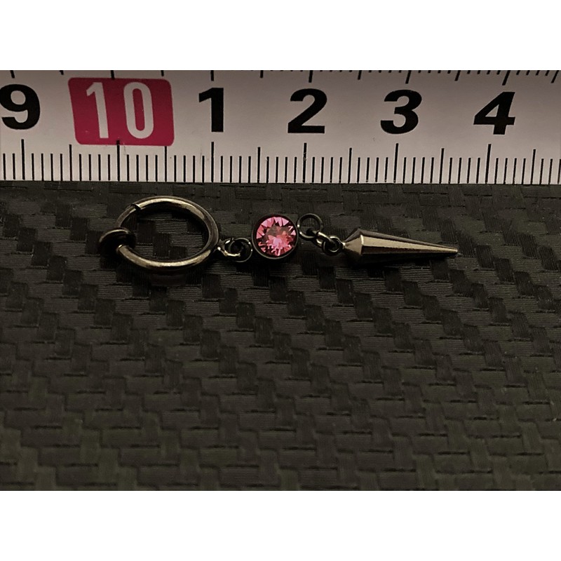 Akusetia Spring Type Ring, Earrings, Single Ear, Metal Black, Black,