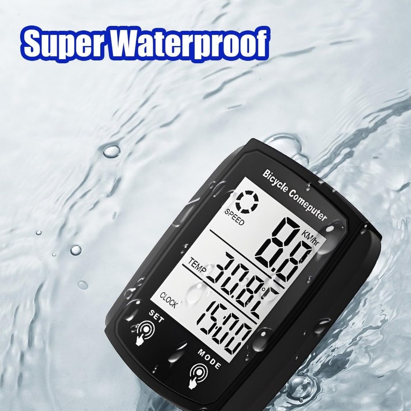 Hojalis Bike Computer, 19 Functions IP54 Waterproof Bicycle Speedometer Odometer,