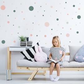 Muralo - Wall Sticker for Children's Room / Girl's / Girls' / Children's Room / Wall Stickers / Wall Stickers / Circles Set / Dots Width 60 cm x Height 30 cm Pack of 150