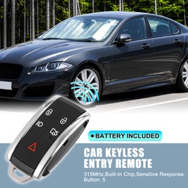 X AUTOHAUX 2pcs 315MHz Smart Proximity Keyless Entry Remote Key Fob for for Jaguar XK 2014-1015 for Jaguar XKR 2007-2014 for Jaguar XF 2009-2013 for Jaguar XK8 07-10 5 Buttons with door key