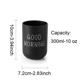 VUULDOO Minimalist Mouthwash Cup, 300ml Large Capacity，Black and White Colors, Good Morning Printed Design, Durable, Eco Friendly, Easy to Clean, Perfect for Bathroom and Travel (Black & White)