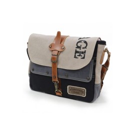 Cappadocia Vintage Antiochia 4046 Messenger Bag, Leather Detailed Shoulder Laptop Bag, Unisex Style for Daily, Travel | Beige Gray Black - Standard