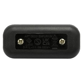 Art Deco Emporium Black Dual Pole Inline Switch for Light Switches, Small Appliance or Lamp Switch Accepts upto Three Core Round or Flat Wire and Flex 6Amp 230V Double Pole Switching