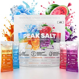 Peak Revival-X Electrolytes Powder Packets - Salt Electrolyte Drink Mix for Rapid Hydration - Non-GMO, Vegan Friendly, Gluten Free & Sugar Free Electrolytes Powder - Variety Pack (12 Packets)