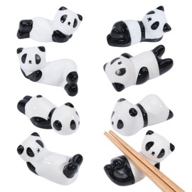 GLOBLELAND 8Pcs Panda Chopsticks Holder Cute Ceramic Chopstick Rest Chopsticks Holder Rack for Dinner Fork Spoon Tableware Home Restaurants Kitchen Gift