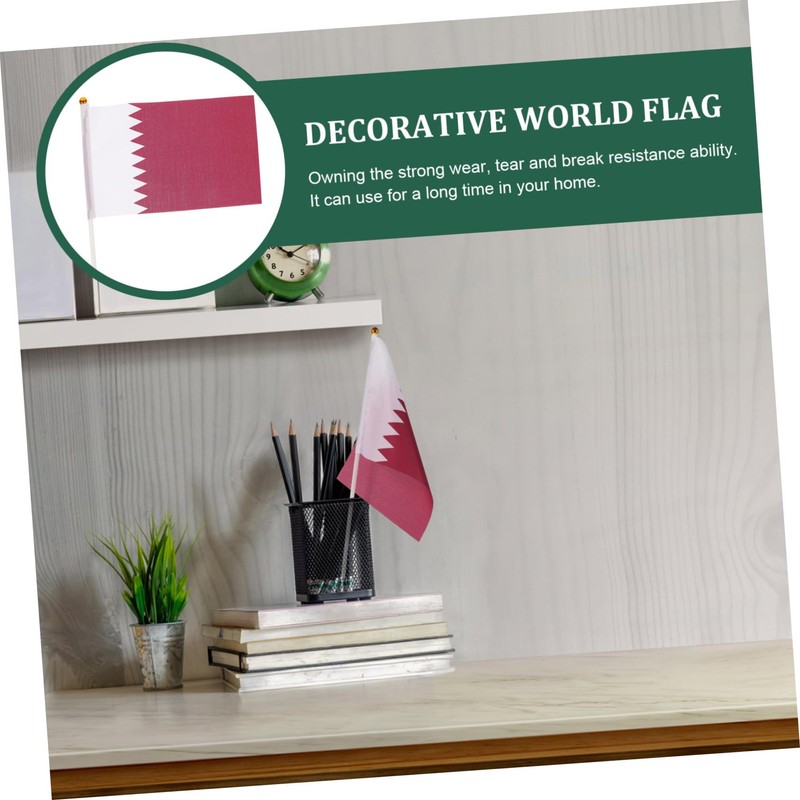 KONTONTY 20pcs Qatar 32 Flag Small Flags on Stick National
