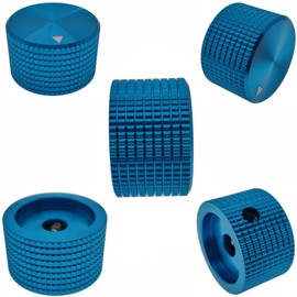 Szliyands 5 Pack Aluminum Rotary Electronic Control Potentiometer Knob,for 0.23'' Diameter Shaft, 0.98'' Dia, 0.61'' H, Guitar Knob, Audio knob, Volume Control Knob(Blue)