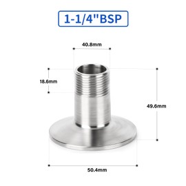ERGAOBOY 2Pcs 2" Tri Clamp to 1-1/4" BSP Male 304 Stainless Steel Sanitary Fitting Ferrule OD 50.5mm Home Brew Connector