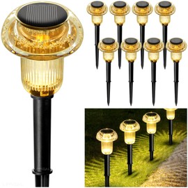 Solar Pathway Lights Outdoor Solar Lights Outdoor 8 Pack Mushroom Lights Outside LED Lighting Solar Garden Lights Stake Waterproof for Path, Lawn, Driveway, Landscape,Backyard,Courtyard(Warm White)