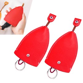 FISTANA 2 PCS Car Creative Pull-out Remote Key Storage Bag, 10.23" x 2.95" PU Large Capacity Hidden Keychain Hook (Red)