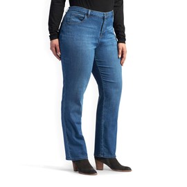 Lee Women's Plus Size Relaxed Fit Straight Leg Jean, Meridian, 16 Petite