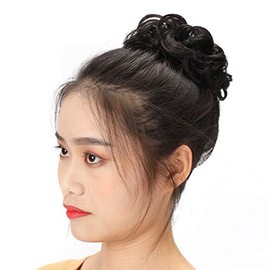 Messy Bun Hair Pieces For Women Hair Bun Extension Updo Curly Messy Bun Scrunchie (Black)