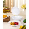 Bestluck 50 Pack White Plastic Bowls with Gold Rim, 12oz