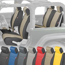 Diver Down Neoprene Seat Cover Set - Fits Jeep JK 2007-2018 Wrangler - Front and Back Seat Set - Waterproof Custom Fit Seat Covers - Soft Padded Thermal Resistant Cushion - (Tan, 2DR, 07-10)