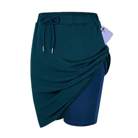 Century Star - Faldas de tenis para mujer con bolsillos, longitud a la rodilla, faldas atléticas con cordón en la cintura y pantalones cortos, 08 Azul, XXL
