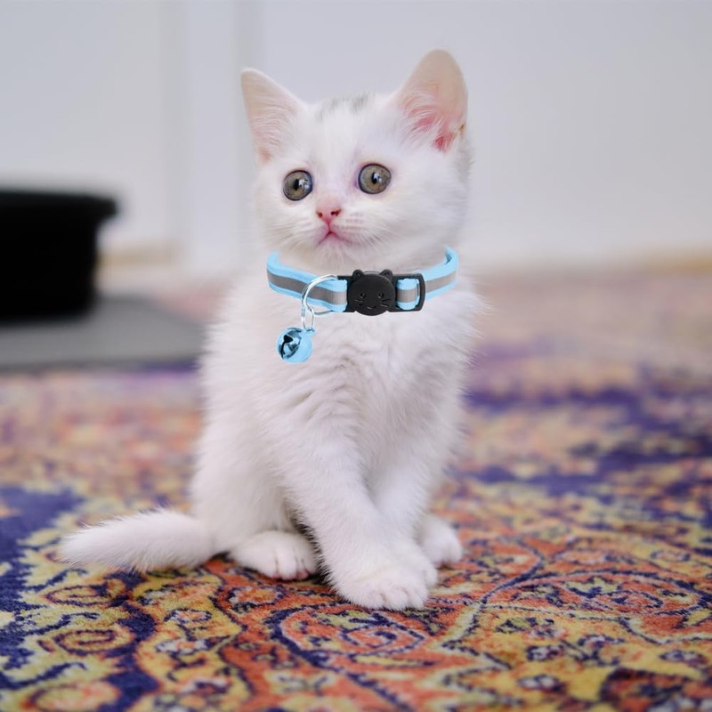 MJIYA Reflective Cat Collar with Bell, Breakaway Grid Collar with