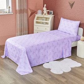 Softan Bed Sheet Set for Kids Girls, Twin Size Kids Sheets Microfiber Kids Fitted Sheet, Breathable and Silky Soft Feeling Kids Sheet Set 3 Piece Purple Flower Unicorn Kids Twin Bed Sheet