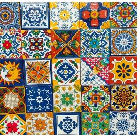 Escanver 40 Piezas Azulejo De Talavera 10x10 Cm Diferentes Colores