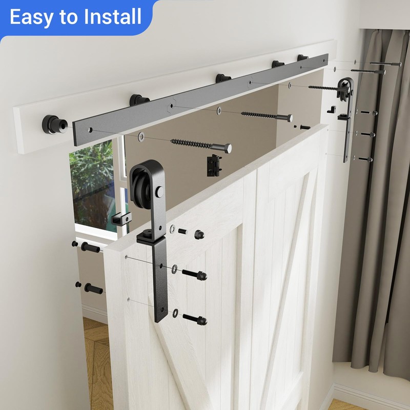 CCJH 42" Bi-Folding Sliding Barn Door Hardware Kit for 2