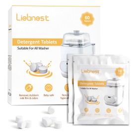 Liebnest 60Pcs Bottle Washer Tablets for Baby Bottle Washer, Detergent Tablets Compatible with Momcozy, Baby Brezza, Grownsy Bottle Washers, Safe & Residue Milk Free