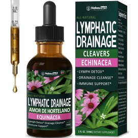 Nabouherb Cleavers Lymphatic Drainage Drops, Herbal Lymph Detox & Immune Support Blend with Echinacea & Cat’s Claw, Botanical Cleanse Formula, 2 oz