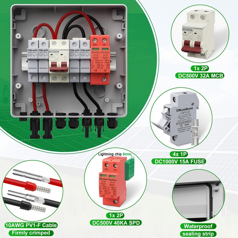 CNLonQcom 2 String Solar PV Combiner Box IP65 2 in