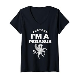 Womens Pretend I'm A Pegasus Costume Funny V-Neck T-Shirt