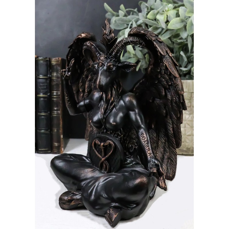 Pagan Occult Sabbatic Goat Idol Baphomet Sitting Meditation Figurine 8"H