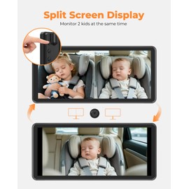 LUCKVIEW BM5PRO 7.2" 1080P HD Baby Car Camera for 2 Kids, Split Screen with IR Night Vision, Easy to Install & Adjust Brightness, Dual Car Camera Baby Monitor for Rear Seat Safety