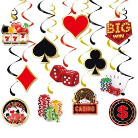 SINGOMON 12PCS Casino Theme Hanging Swirls Decorations Poker Theme Ceiling Decorations for Las Vegas Decorations Poker Party Supplies Casino Night Casino Theme Party Decorations