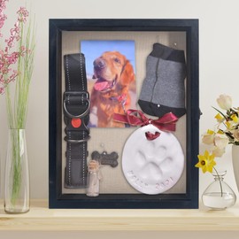 Hodeframe Pet Memorial Shadow Box 11x14, Pet Memorial Dispaly Case Picture Frame Dogs and Cats with Glass Window and for Loss of Dog Cat Passed Away Remembrance Display Case