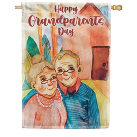 America Forever Happy Grandparents Day House Flag, 28 x 40 inches Double Sided, Grandma and Grandpa Gifts, Grandparent Gift Flag, Decorative Family Outdoor Flag for Yard and House