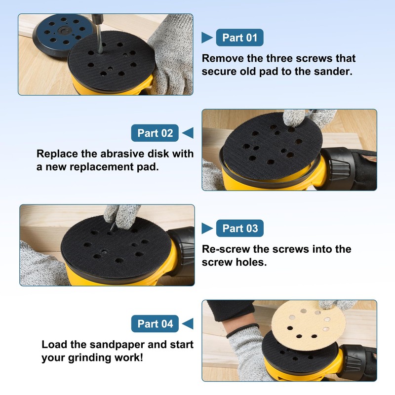 S SATC Replacement Sander Pads 5 Inch 8 Hole Hook