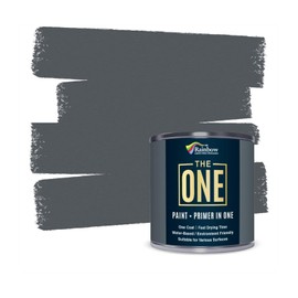 The ONE All-In-One Paint & Primer - Dark Grey Satin, 84.5 Fl Oz/2.5 Liter | 1 Coat Formula | Easy Indoor & Outdoor Decorating for Home & Garden Walls, Floors & Furniture | Water-Based & Low VOC