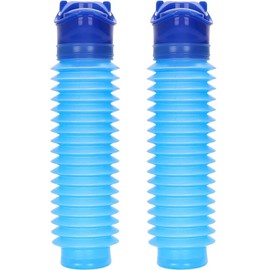 MOPHOEXII Emergency Urinal for Kids Adult,Portable Reusable Outdoor Urinal Potty Pee Bottle, Outdoor Shrinkable Urinal for Travel, Camping, Hiking, Traffic Jam and Queuing-2 Pack 750ml Blue